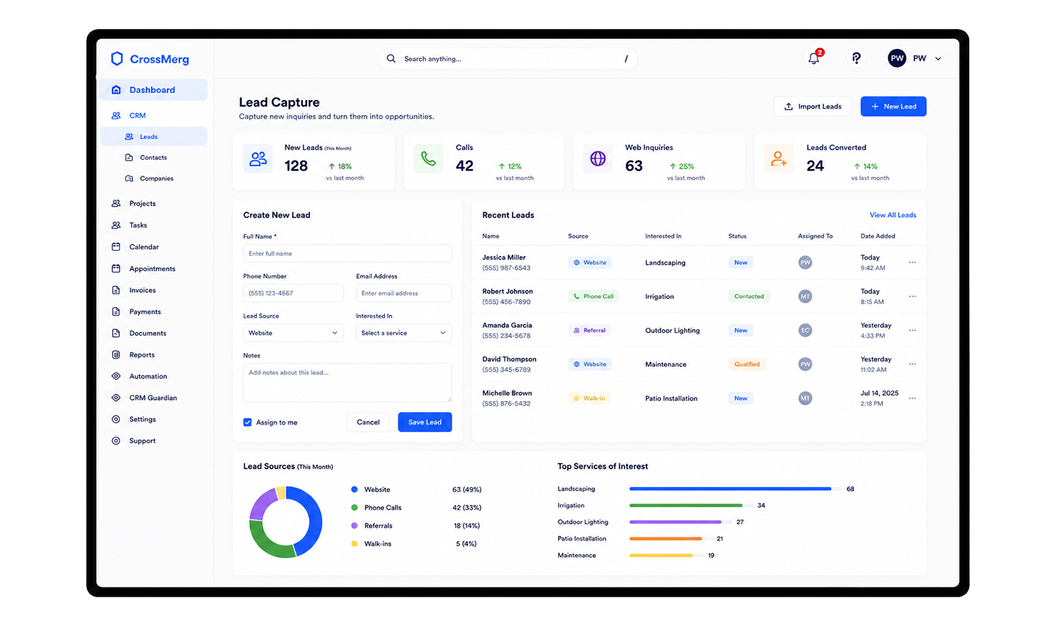 CrossMerg Lead Capture workflow screen preview