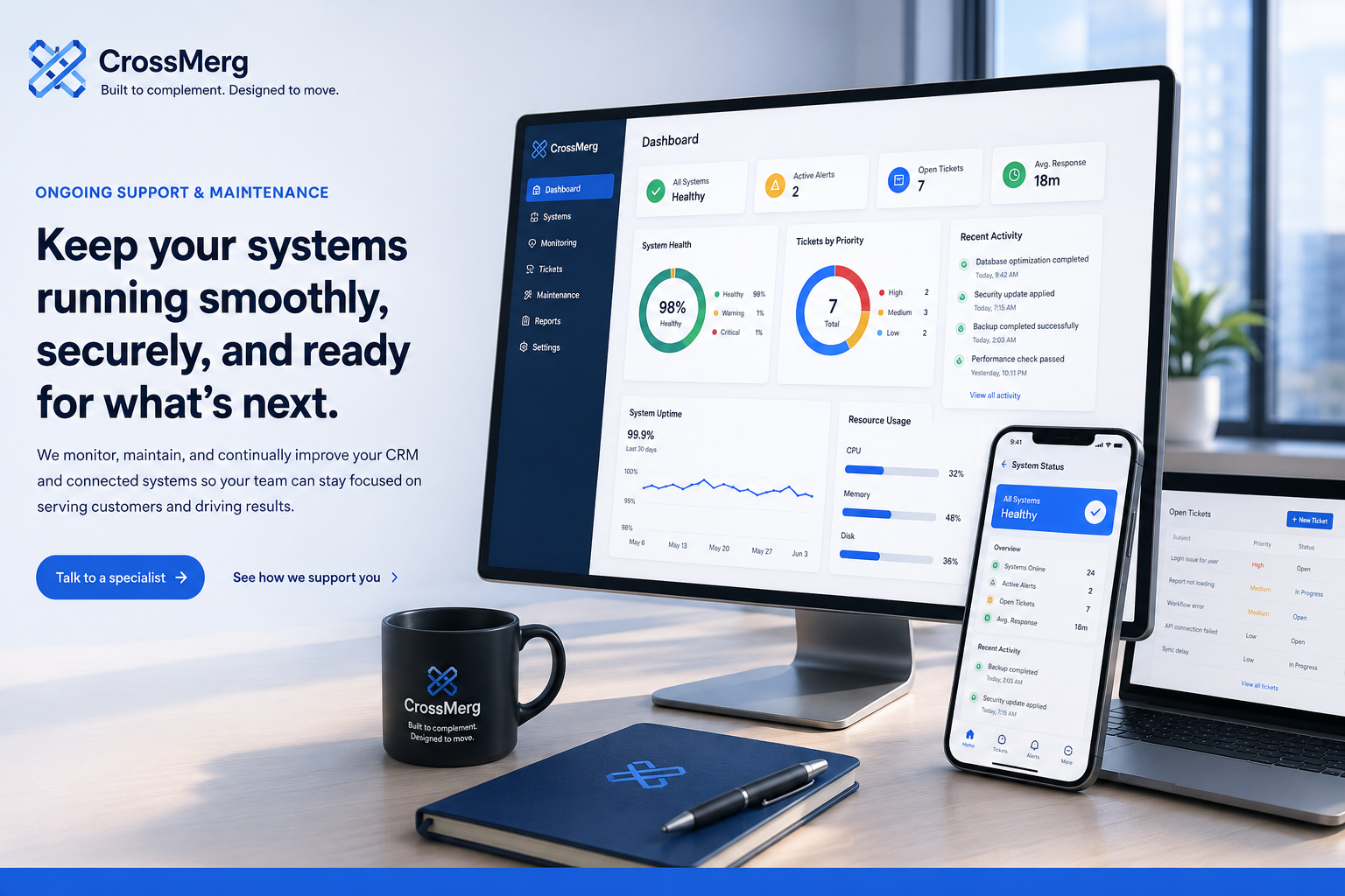 CrossMerg managed business systems workspace